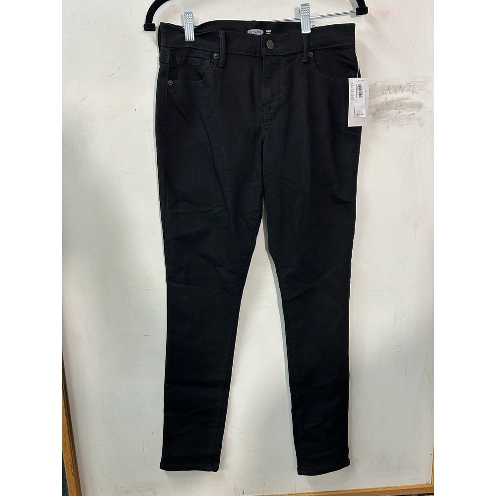 Old Navy‎ Womens Black Mid Rise Curvy Profile Dark Wash Skinny Jeans Size 2